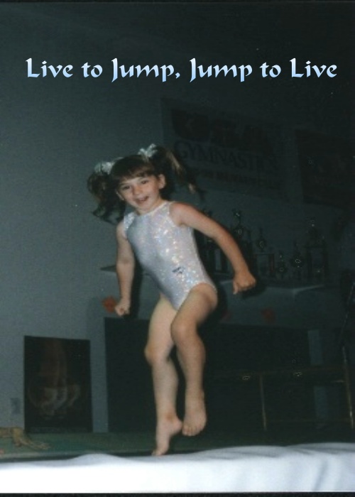 Harlee on trampoline during her first recital at 3 years old!  Look at that definition in her legs already!