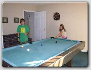The kids LOVED shooting pool in the basement of our chalet!